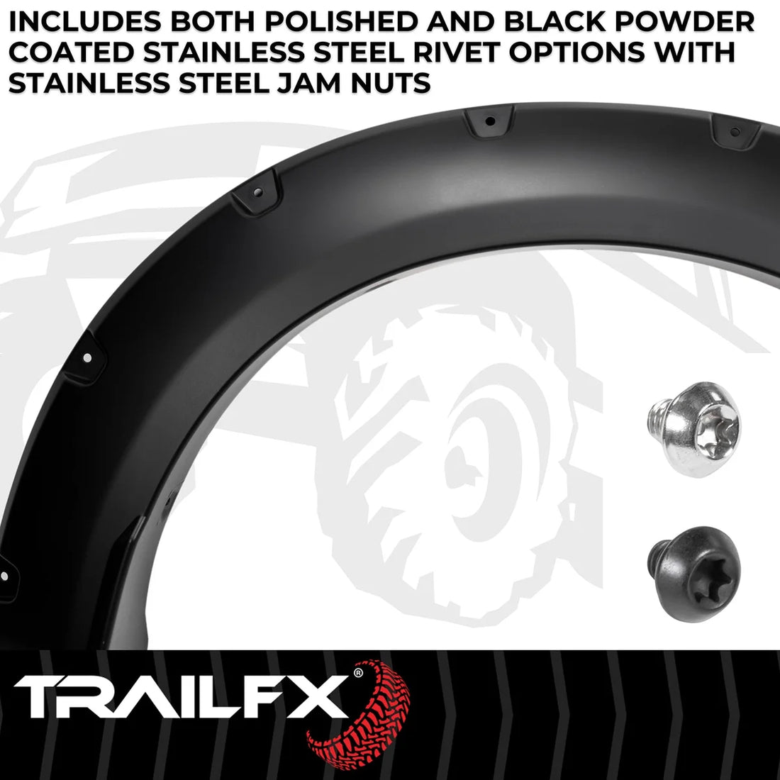 TrailFX With Polished Stainless And Black Steel Rivets/ Stainless Hardware Kit TFF3008S - Back View