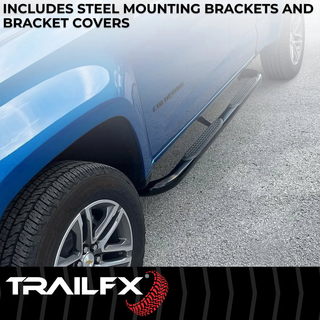 TrailFX With Step Pads 3 In Round Bent 90 Degree Powder Coated Black Steel Without End C A0056T - Additional View 6