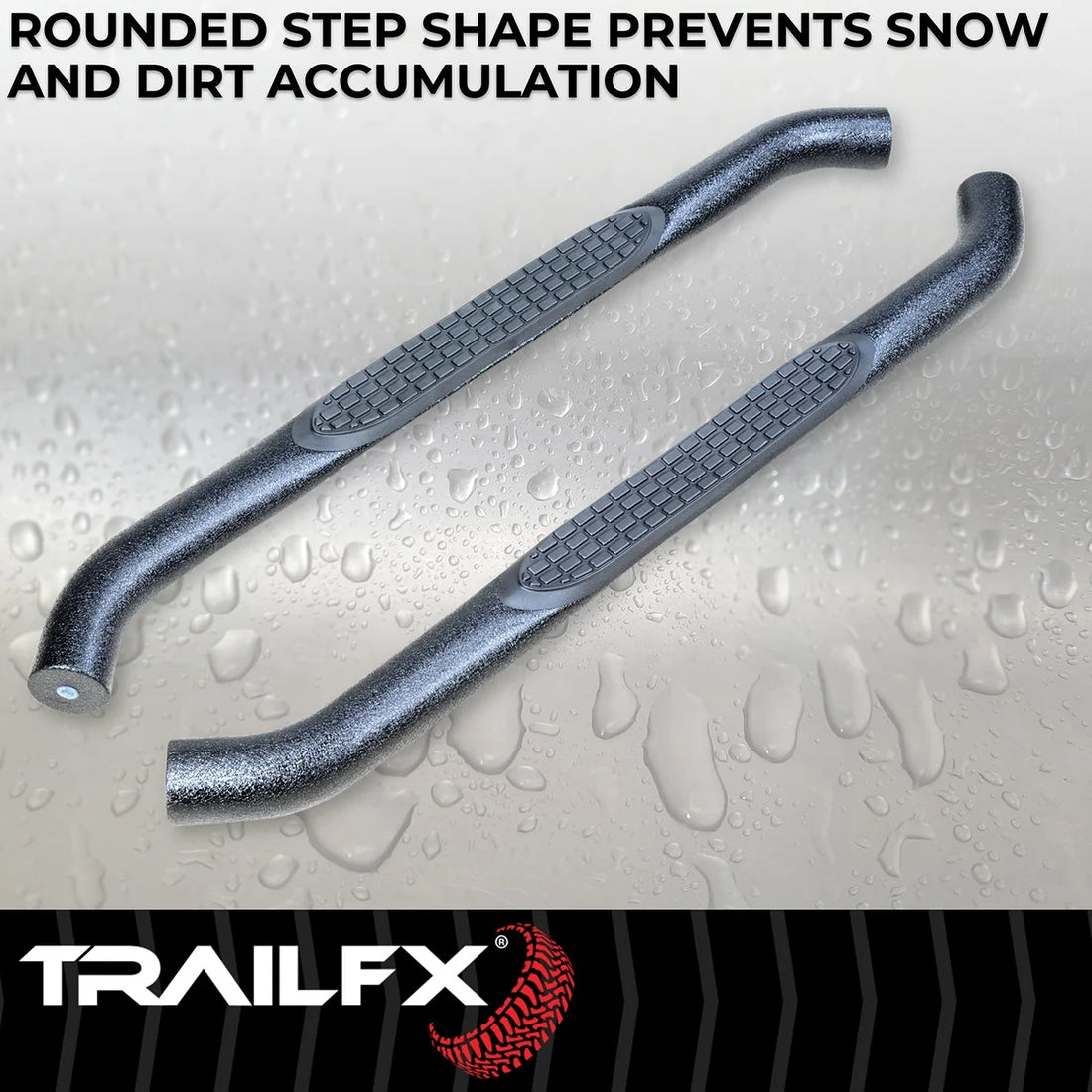 TrailFX With Step Pads 3 In Round Bent 90 Degree Powder Coated Black Steel Without End C A0056T - Additional View 7