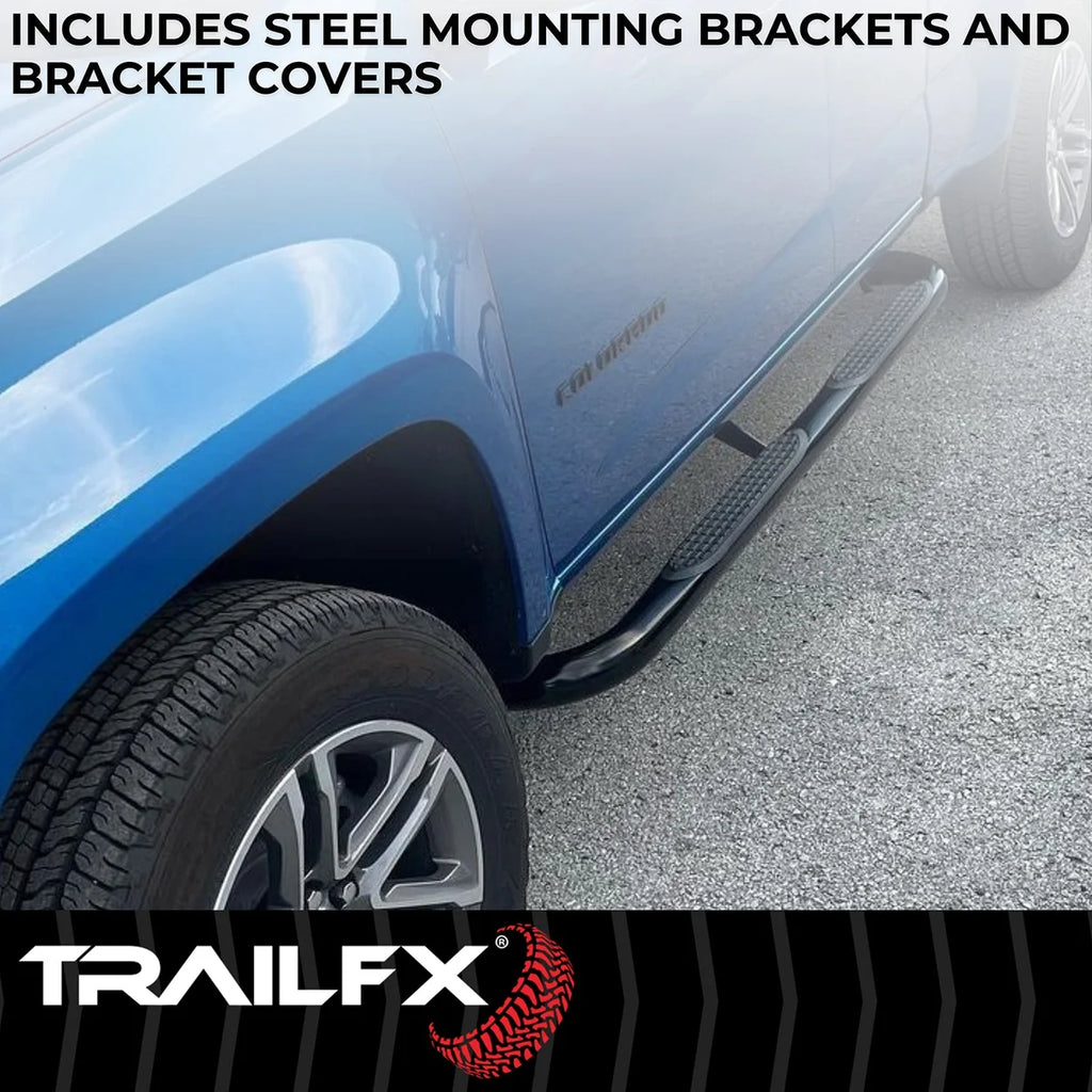 TrailFX With Step Pads 3 In Round Bent 90 Degree Powder Coated Black Steel Without End C A0055T - Additional View 6