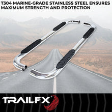 Load image into Gallery viewer, TrailFX With Step Pads 4 In Oval Bent Pol Stainless Steel With Welded End Caps Frame Bod A1010S - Back View