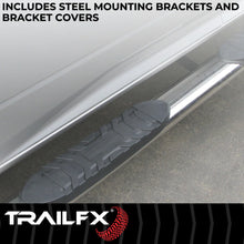 Load image into Gallery viewer, TrailFX With Step Pads 4 In Oval Bent Pol Stainless Steel With Welded End Caps Frame Bod A1010S - Installation View