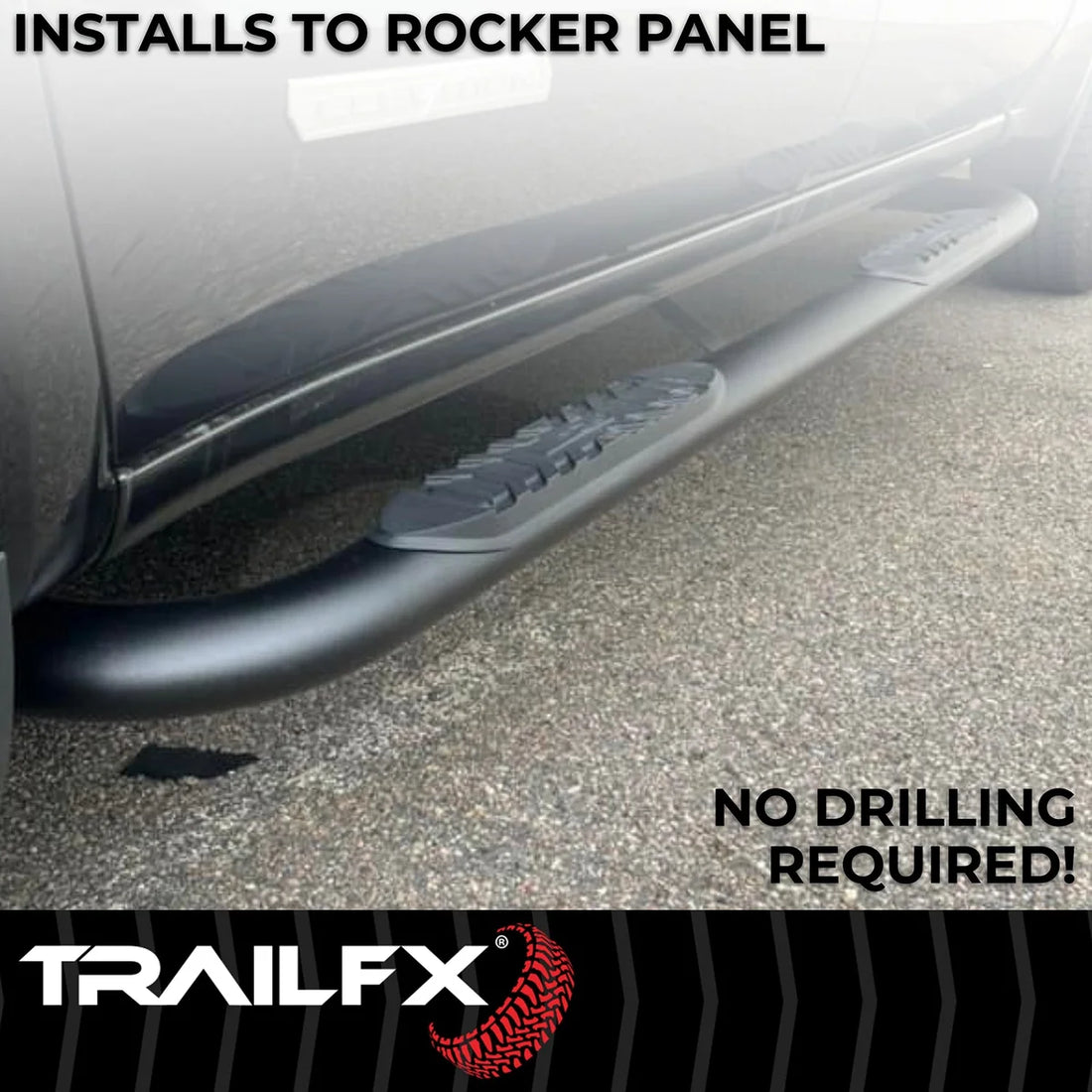 TrailFX With Step Pads 4 In Oval Bent Powder Coated Titanium Black Mild Steel With Welde A1010B - Additional View 5