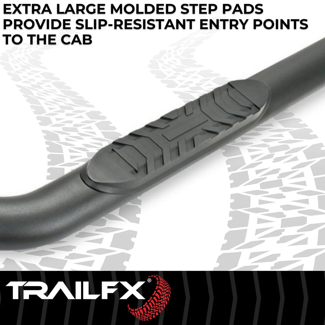 TrailFX With Step Pads 4 In Oval Bent Powder Coated Titanium Black Mild Steel With Welde A1010B - Additional View 6