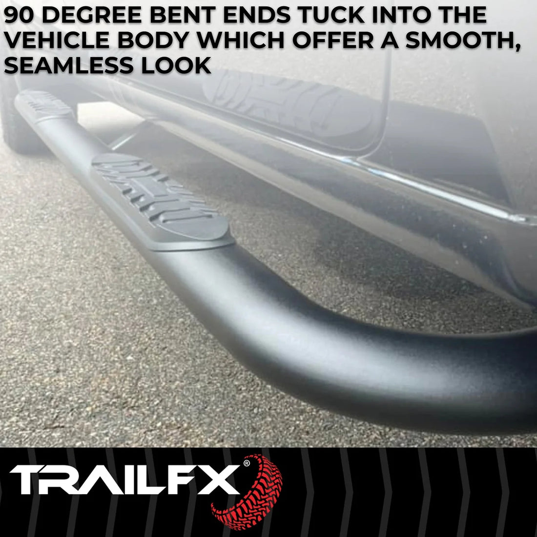 TrailFX With Step Pads 4 In Oval Bent Powder Coated Titanium Black Mild Steel With Welde A1010B - Additional View 7