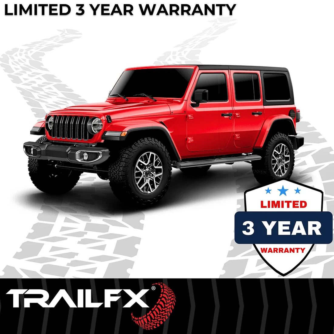 TrailFX With Step Pads 4 In Oval Straight Powder Coated Black Mild Steel With Welded End A1545T - Side View