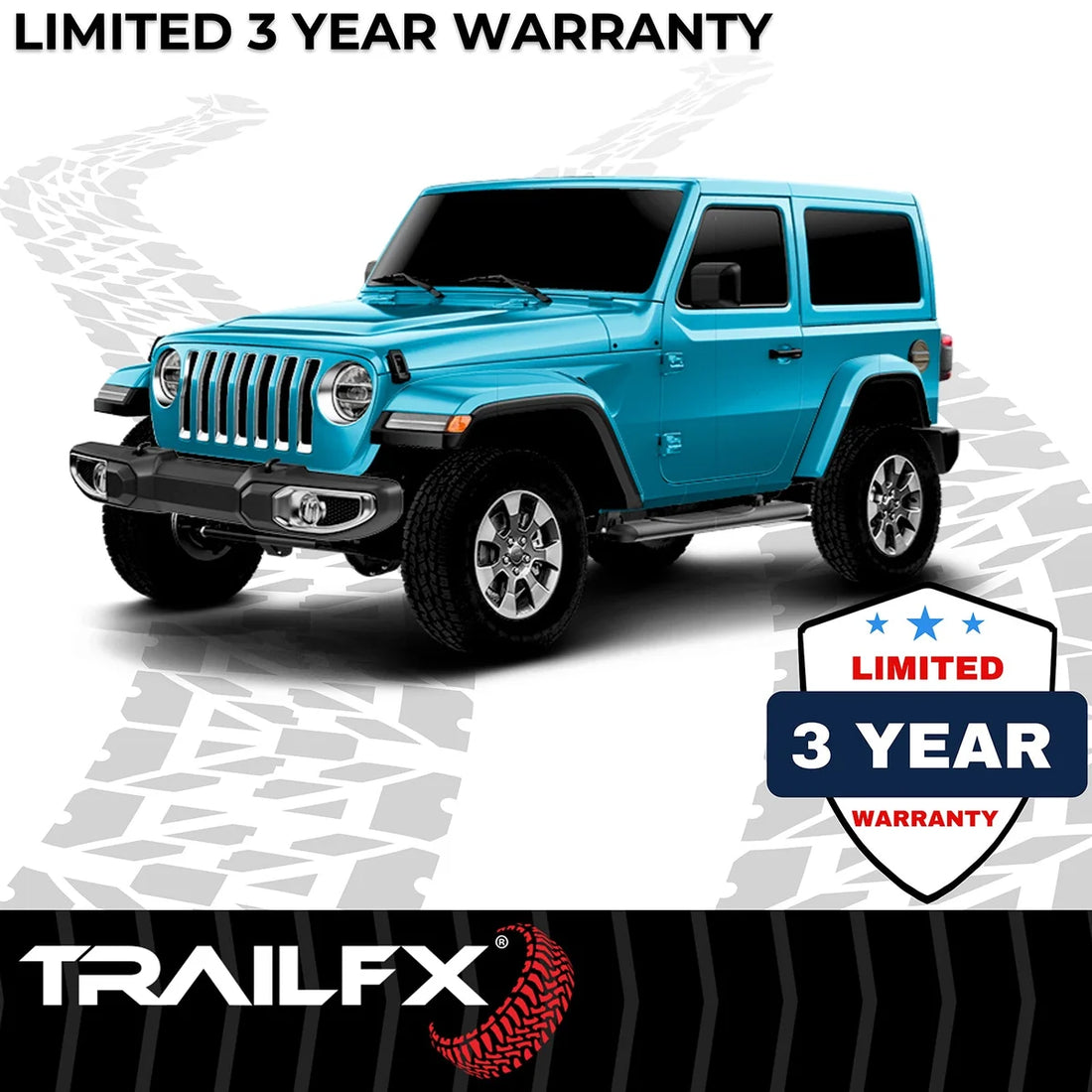 TrailFX With Step Pads 4 In Oval Straight Powder Coated Black Mild Steel With Welded End A1546T - Side View