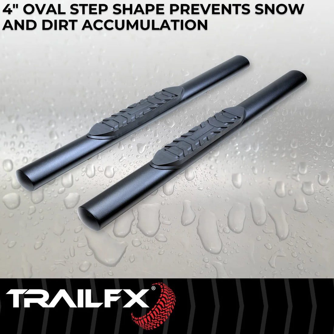 TrailFX With Step Pads 4 In Oval Straight Powder Coated Black Mild Steel With Welded End A1546T - Additional View 8