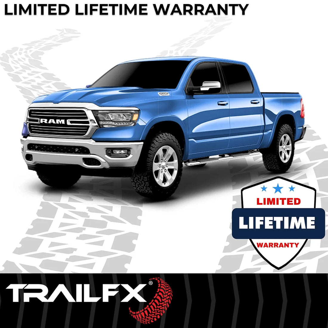 TrailFX With Step Pads 4 In Trapezoidal Straight Pol Stainless Steel With Plastic End Ca A4016S - Side View