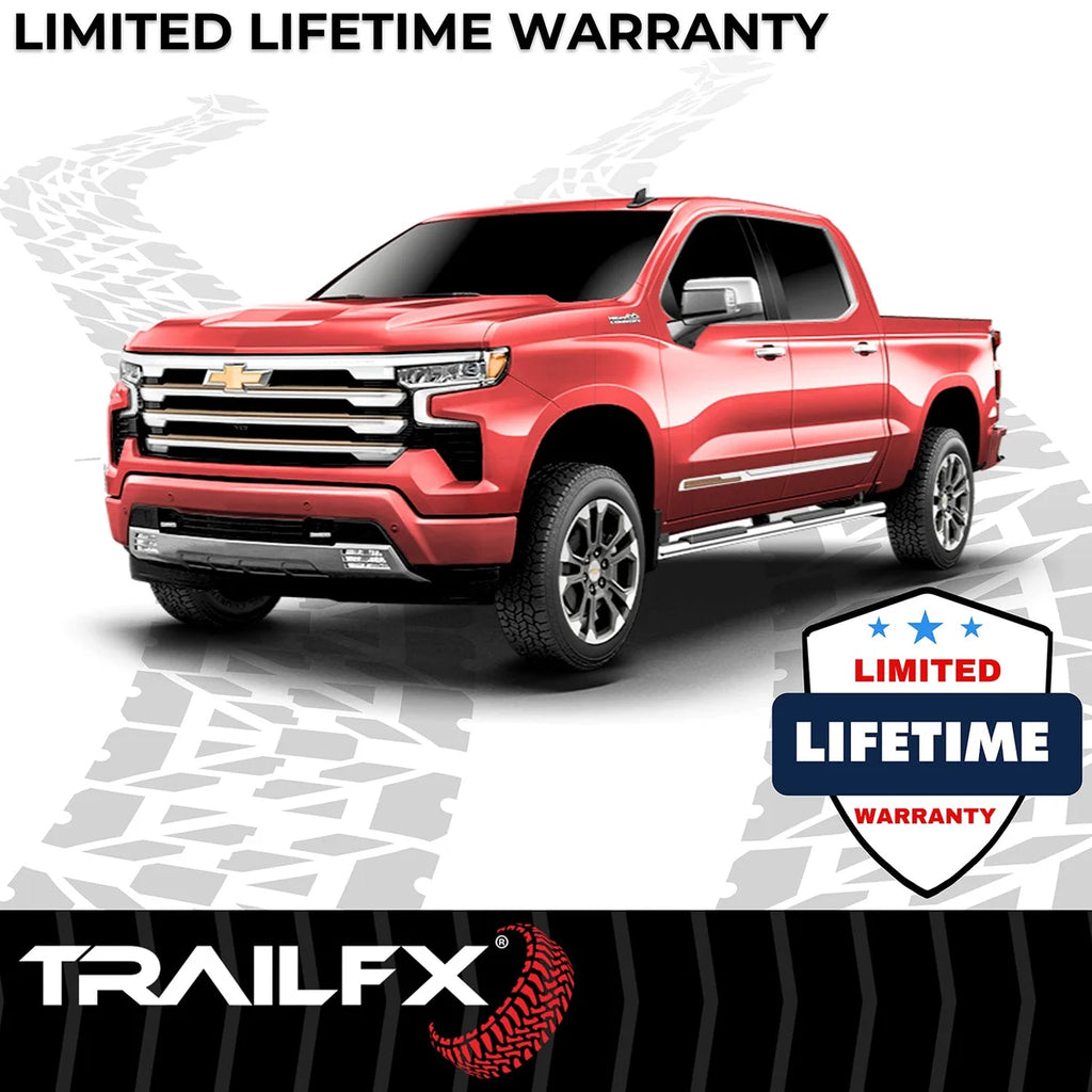 TrailFX With Step Pads 4 In Trapezoidal Straight Pol Stainless Steel With Plastic End Ca A4017S - Side View