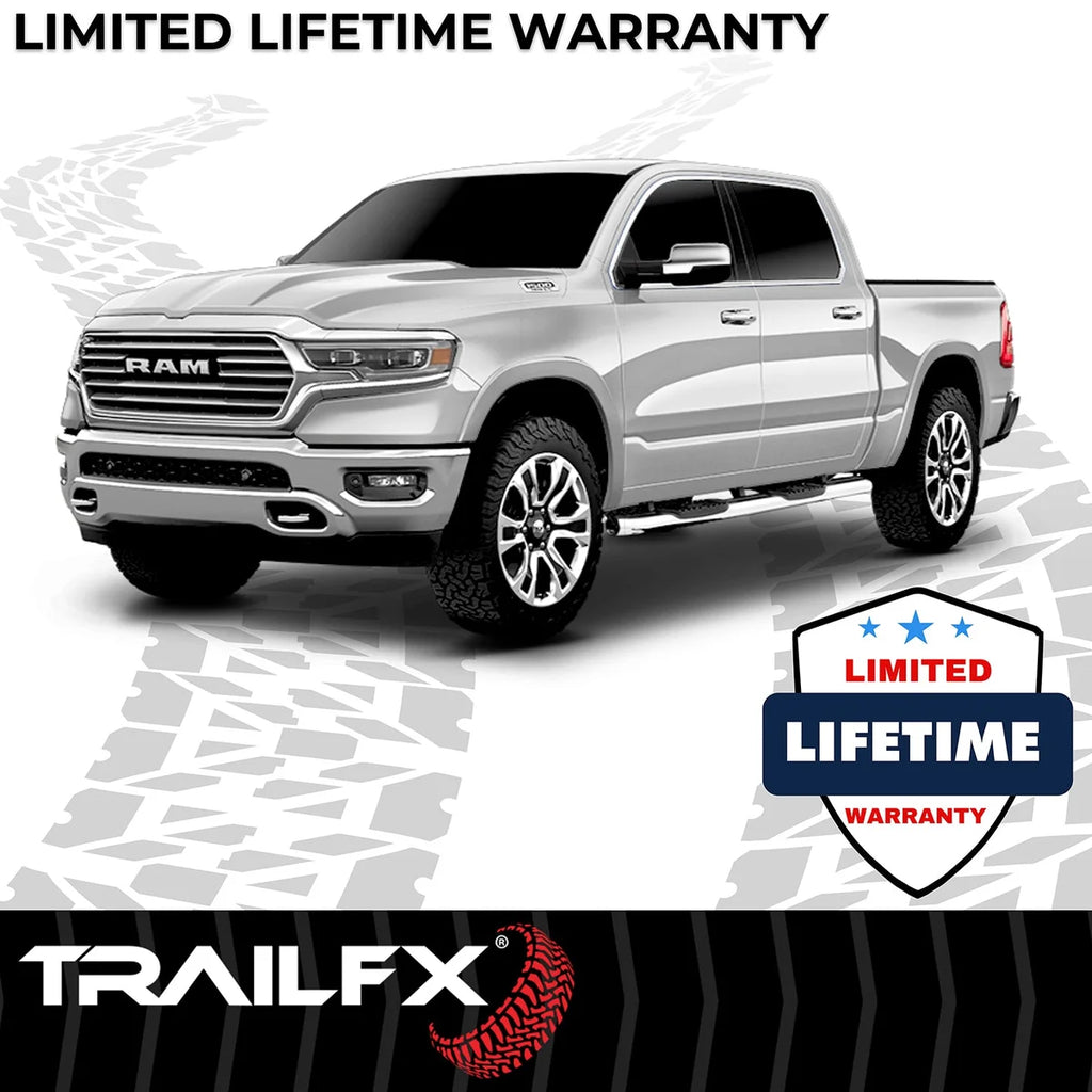 TrailFX With Step Pads 5 In Oval Bent Pol Stainless Steel With Welded End Caps Rocker Pa A7081S - Side View