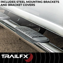 Load image into Gallery viewer, TrailFX With Step Pads 5 In Oval Bent Pol Stainless Steel With Welded End Caps Rocker Pa A7081S - Back View