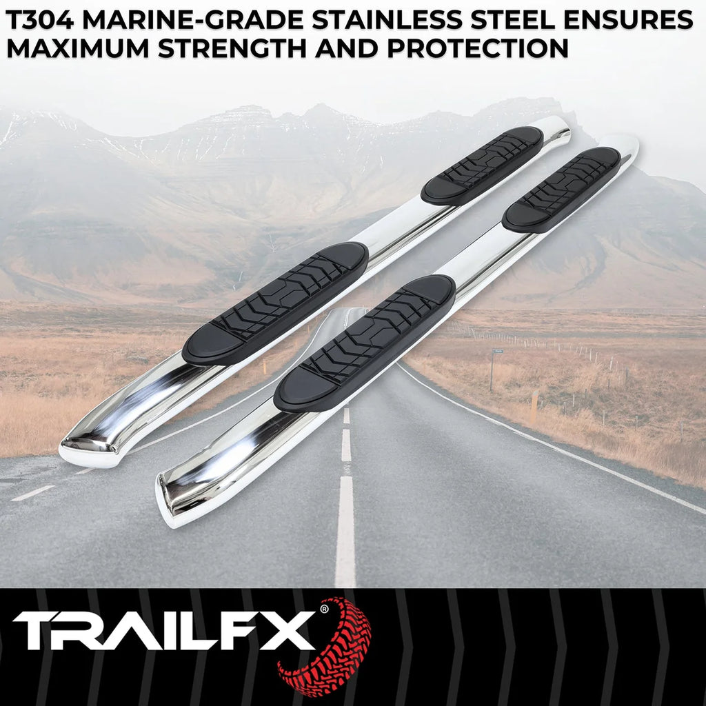 TrailFX With Step Pads 5 In Oval Bent Pol Stainless Steel With Welded End Caps Rocker Pa A7081S - Installation View