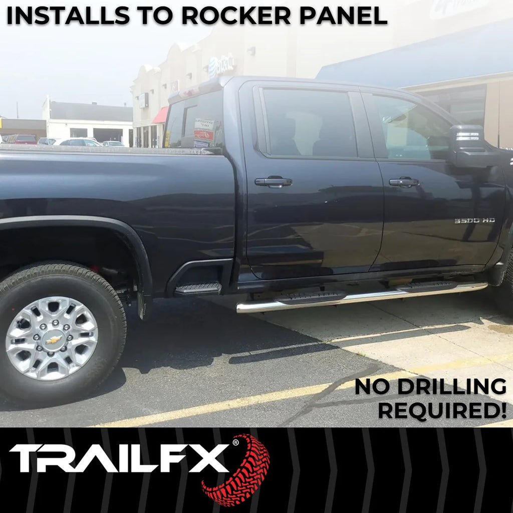TrailFX With Step Pads 5 In Oval Bent Pol Stainless Steel With Welded End Caps Rocker Pa A7081S - Additional View 5