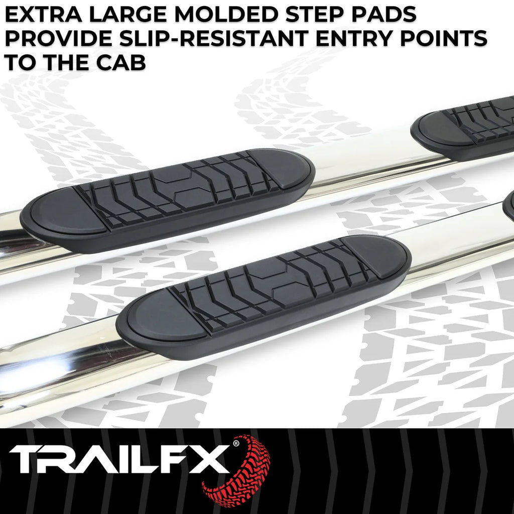 TrailFX With Step Pads 5 In Oval Bent Pol Stainless Steel With Welded End Caps Rocker Pa A7081S - Additional View 6