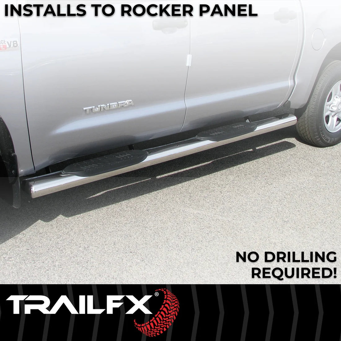 TrailFX With Step Pads 6 In Oval Straight Pol Stainless Steel With Welded End Caps Rocke A8249S - Additional View 5