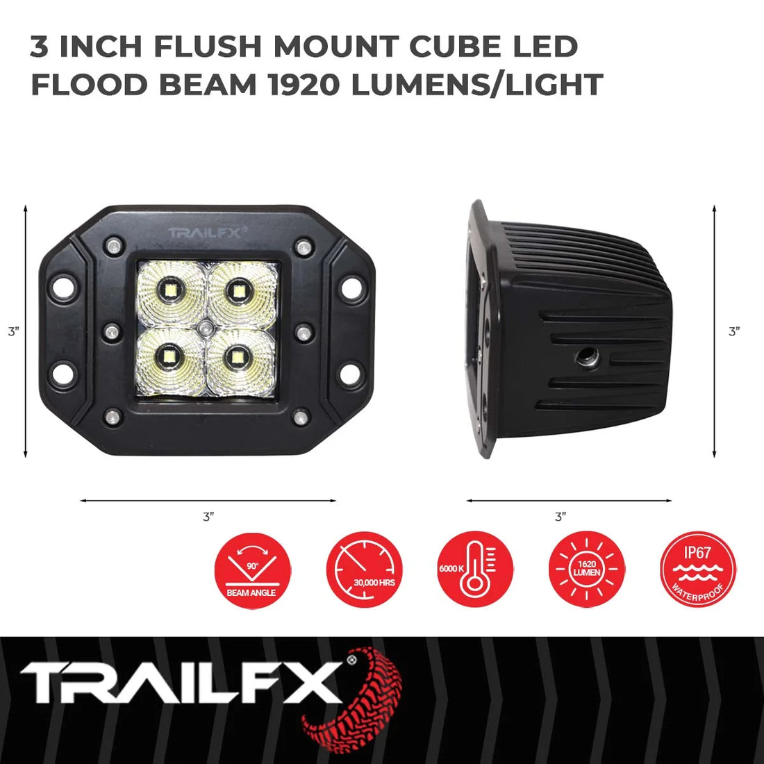 TrailFX With Wiring Harness/ Bottom Mounting Hardware 2X2CFFMPR - Side View