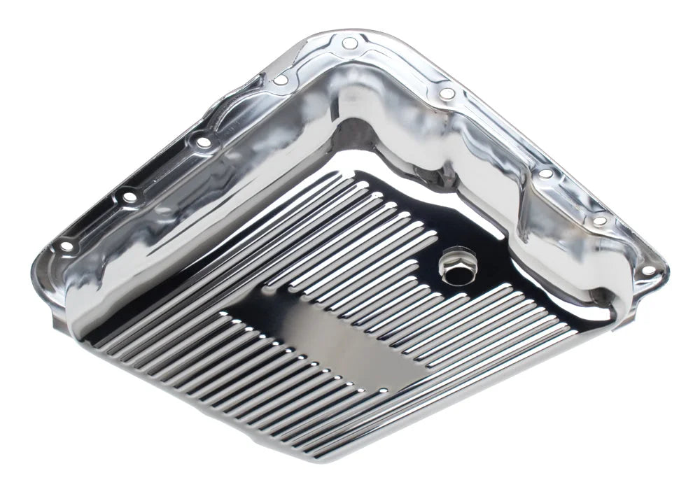 Trans-Dapt Performance 700R4/4L60E- CHROME Transmission Pan; Stock Capacity; Stock Depth; FINNED Bottom - Main Product View