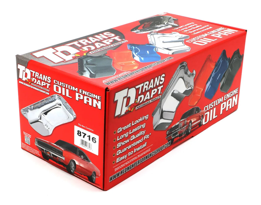 Trans-Dapt Performance O.E. Style Oil Pan, Front Sump, Stock Capacity; ASPHALT BLACK fits Ford 352-428 Fe - Package Contents