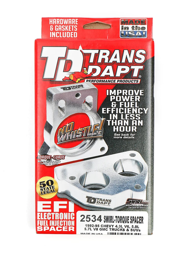 Trans-Dapt Performance SWIRL-TORQUE Throttle Body Spacer fits 1992-1995 Chevrolet TRUCK / SUV 4.3L V6 / 5.0L / 5.7L V8 / 1...