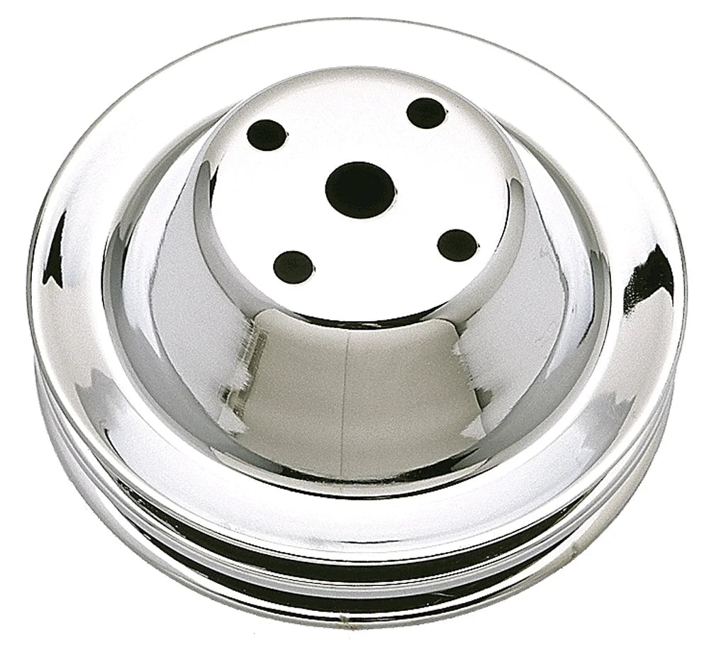 Trans-Dapt Performance WATER PUMP Pulley; 2 Groove; LONG Water Pump-CHROME fits 1969-1985 Chevrolet 283-350 - Main Product...
