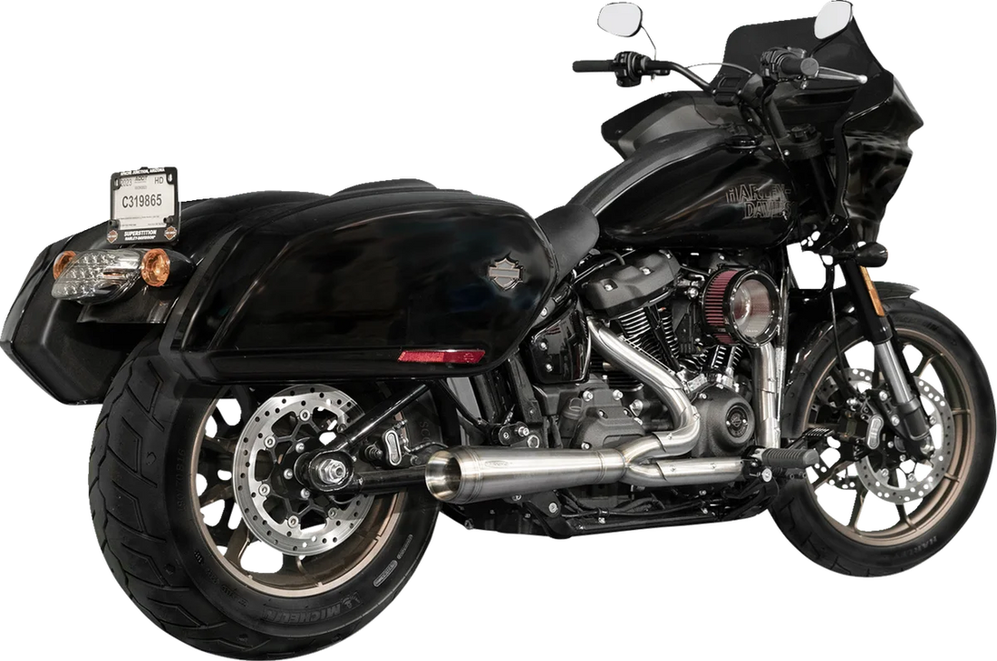 Trask 2-into-1 Assault Exhaust System - Natural - with Bags - Side View