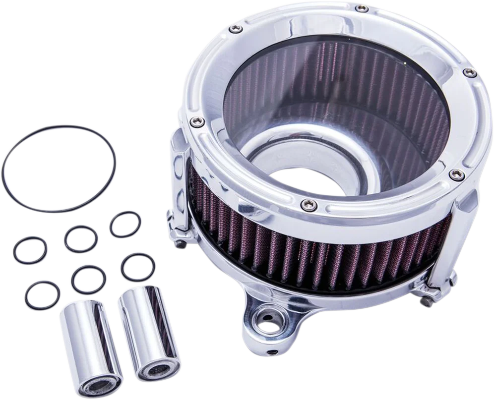 Trask Assault Charge High-Flow Air Cleaner - Flat Black - Side View