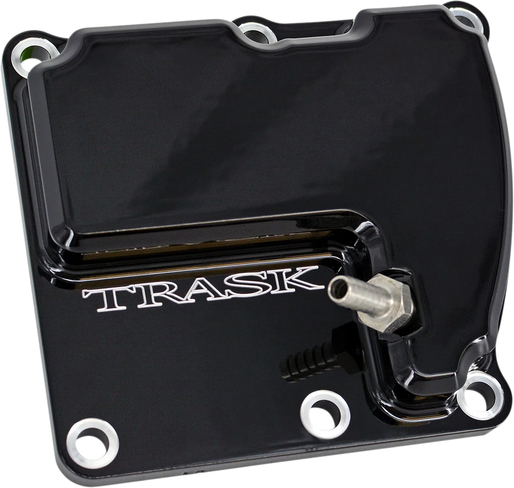 Trask CheckM8™ Vented Transmission Top Cover - Chrome - Side View