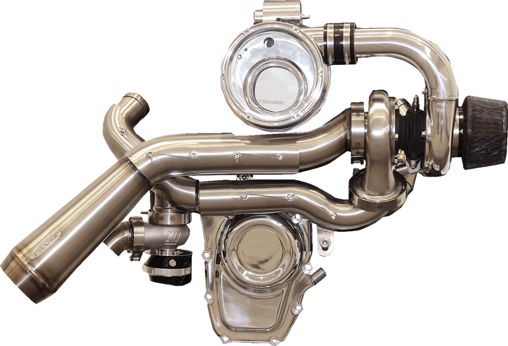 Trask Tornado Turbo Performance Kit - Polished with Brushed Stainless Steel Exhaust - Back View