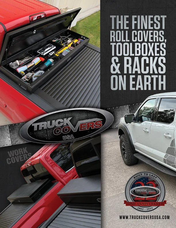 Truck Covers USA Power Actuators (2) available option on full size American Work Covers - Side View