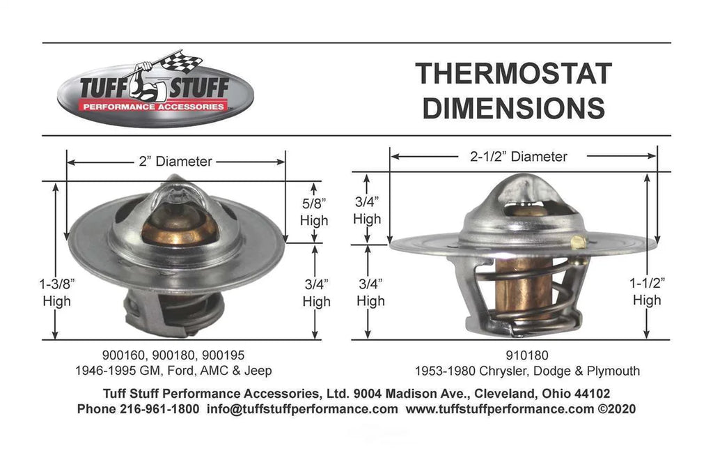 Tuff Stuff Performance Accessories 180 Degree Thermostat High Flow 910180 - Side View