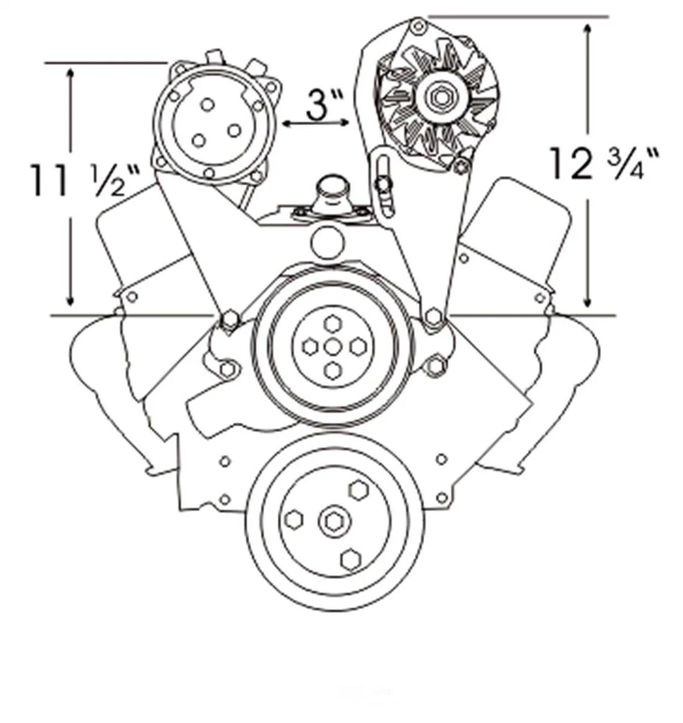 Tuff Stuff Performance Accessories Alternator Bracket SBC Long Water Pump Black 7668B - Side View