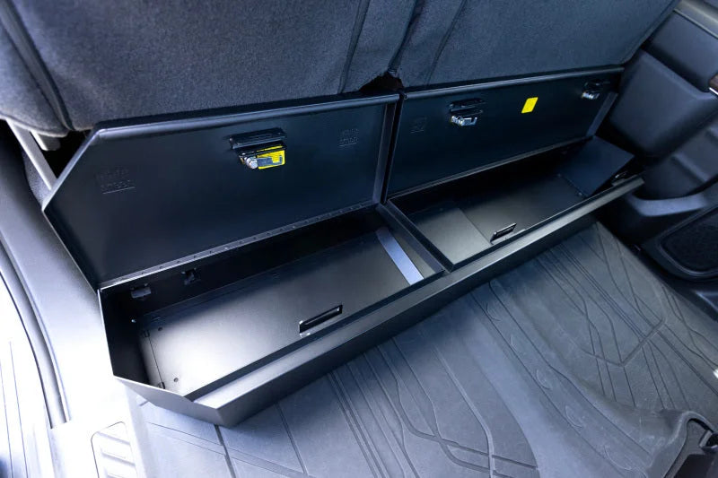 Tuffy 2019+ Chevrolet Silverado Underseat Lockbox w/ Keyed Lock - Back View
