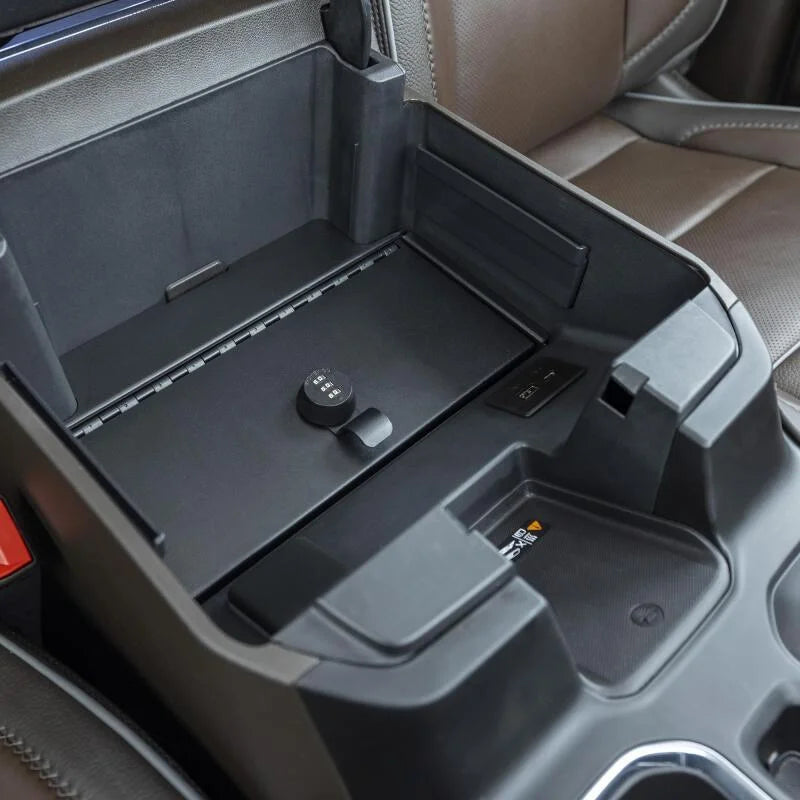 Tuffy Console Safe W/ Combo Lock For Chevrolet Silverado W/ Wireless Charging Pad Console - Side View