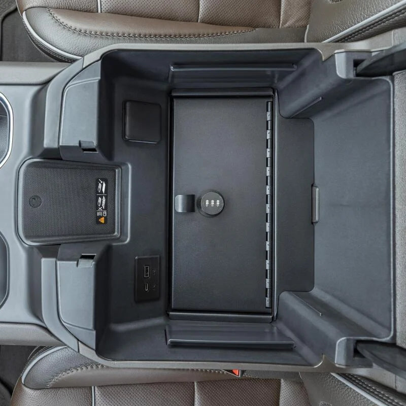 Tuffy Console Safe W/ Combo Lock For Chevrolet Silverado W/ Wireless Charging Pad Console - Installation View