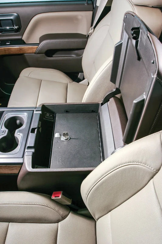 Tuffy Console Safe W/ Keyed Lock For Chevrolet Silverado - Back View