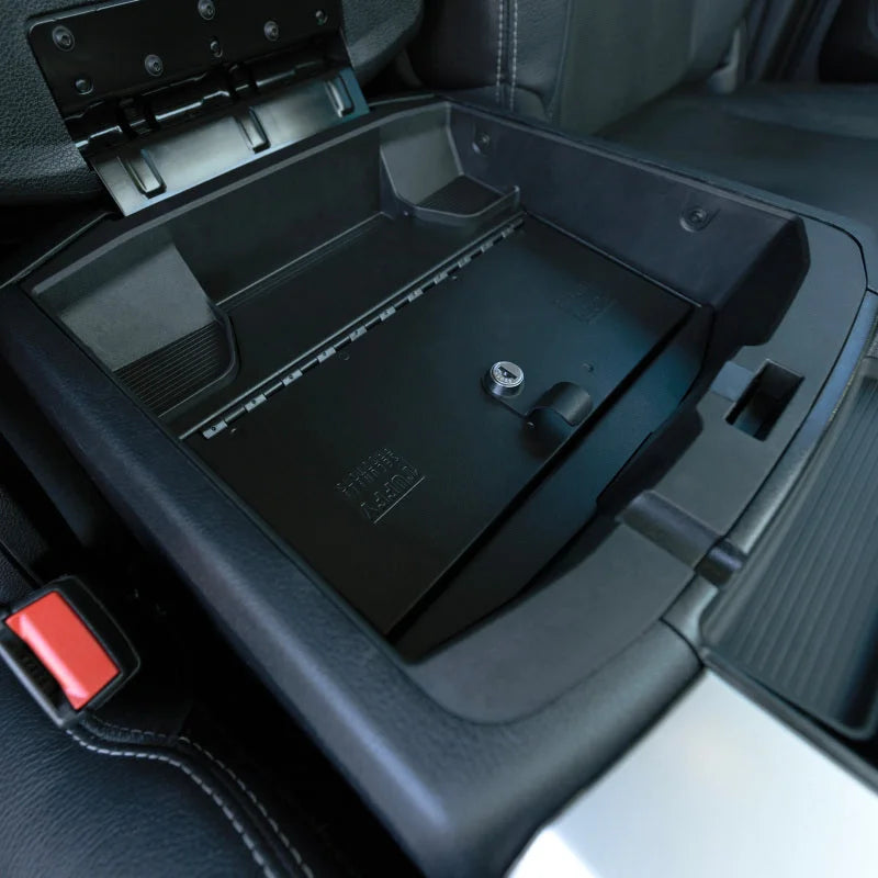 Tuffy Console Safe W/ Keyed Lock For Ram Trucks - Back View