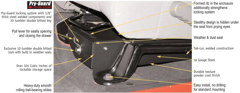 Tuffy Jeep Wrangler Underseat Drawer Driver W/ Keyed Lock - Installation View