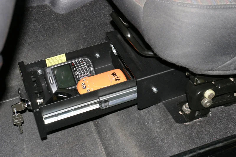 Tuffy Jeep Wrangler Underseat Drawer Flip Seat W/ Keyed Lock - Installation View