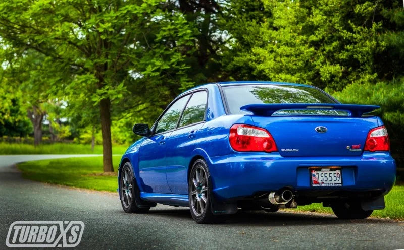Turbo XS 02-07 WRX-STi Catback Exhaust Polished Tips - Side View