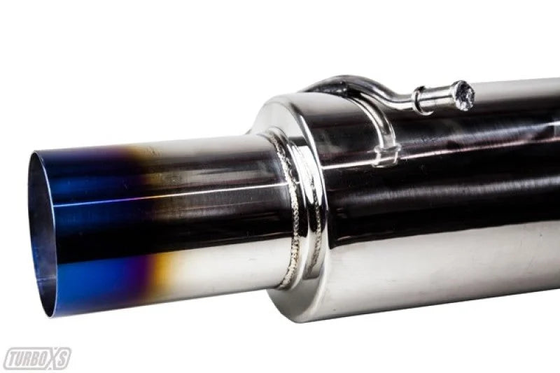 Turbo XS 02-07 WRX-STi Rear Muffler Assembly w/ Titanium Tip - Side View
