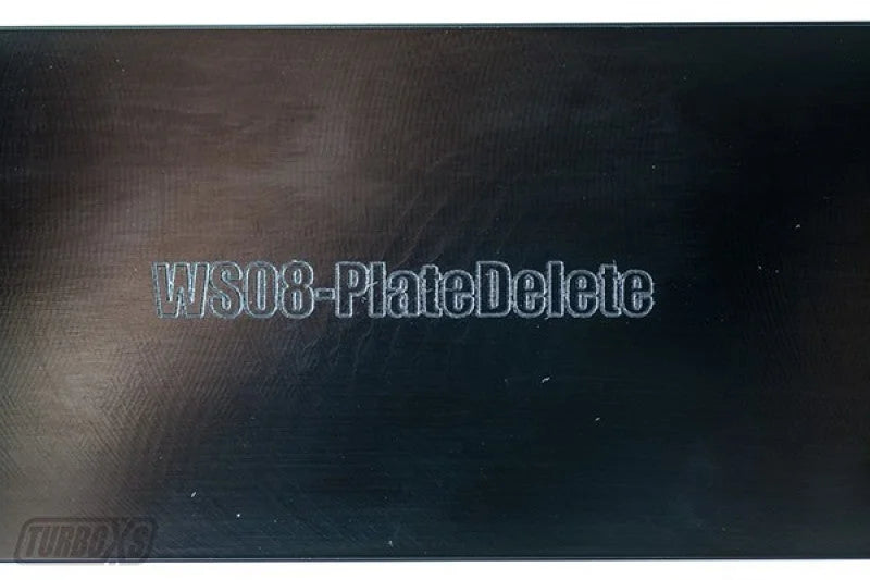 Turbo XS 08-14 Subaru WRX/STi Billet Aluminum License Plate Delete Black Machined WRX Logo - Side View