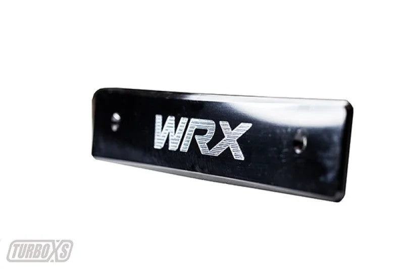 Turbo XS 08-14 Subaru WRX/STi Billet Aluminum License Plate Delete Black Machined WRX Logo - Detail View