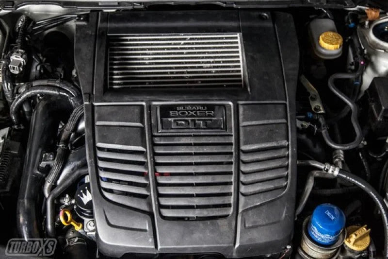 Turbo XS 15-16 Subaru WRX Billet Aluminum Vacuum Pump Cover - Black - Installation View
