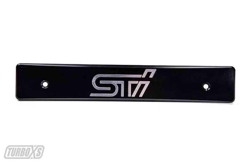 Turbo XS 15-17 Subaru WRX/STi Billet Aluminum License Plate Delete Black Machined STi Logo - Main Product View