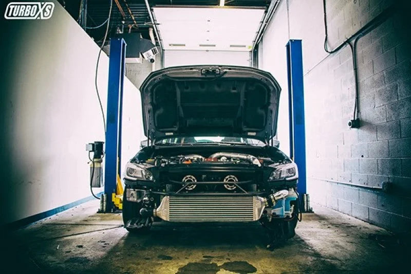 Turbo XS FMIC 2015-2017 Subaru STi - Wrinkle Black Pipes - Side View