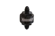 Load image into Gallery viewer, Turbosmart Billet Turbo Oil Feed Filter w/ 44 Micron Pleated Disc AN-3 Male Inlet - Black - Main Product View