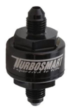Load image into Gallery viewer, Turbosmart Billet Turbo Oil Feed Filter w/ 44 Micron Pleated Disc AN-3 Male Inlet - Black - Side View