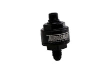 Load image into Gallery viewer, Turbosmart Billet Turbo Oil Feed Filter w/ 44 Micron Pleated Disc AN-4 Male to AN-4 ORB- Black - Side View