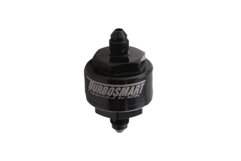 Turbosmart Billet Turbo Oil Feed Filter w/44 Micron Pleated Disc -4AN Male Inlet - Black - Main Product View